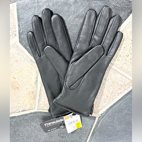 NWT Wilsons Leather Thinsulate Gloves Black Medium - Picture 2 of 4